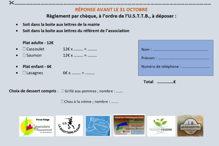 Coupons à retirer auprès d'une association, du secrétariat de mairie ou à télécharger.